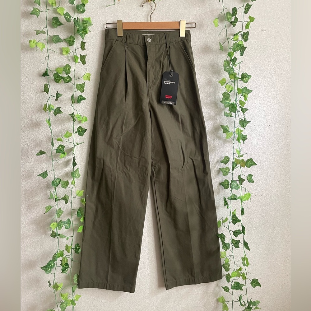 Dark Green Levi High Loose Pants